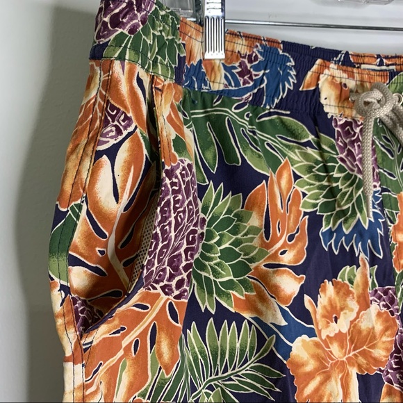 J. Crew Tropical Print Drawstring Elastic Waist Swim Trunk - Picture 5 of 8